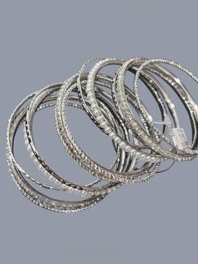 Nieman Marcus Silver Pearl Accent Bangle Bracelet Set - Women's Jewelry